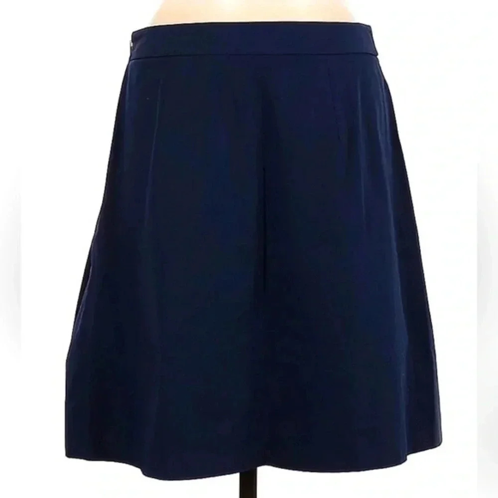Brooks Brothers | Navy Classic Chic Mid Rise A-Line Cotton Skirt Size 8 Medium M